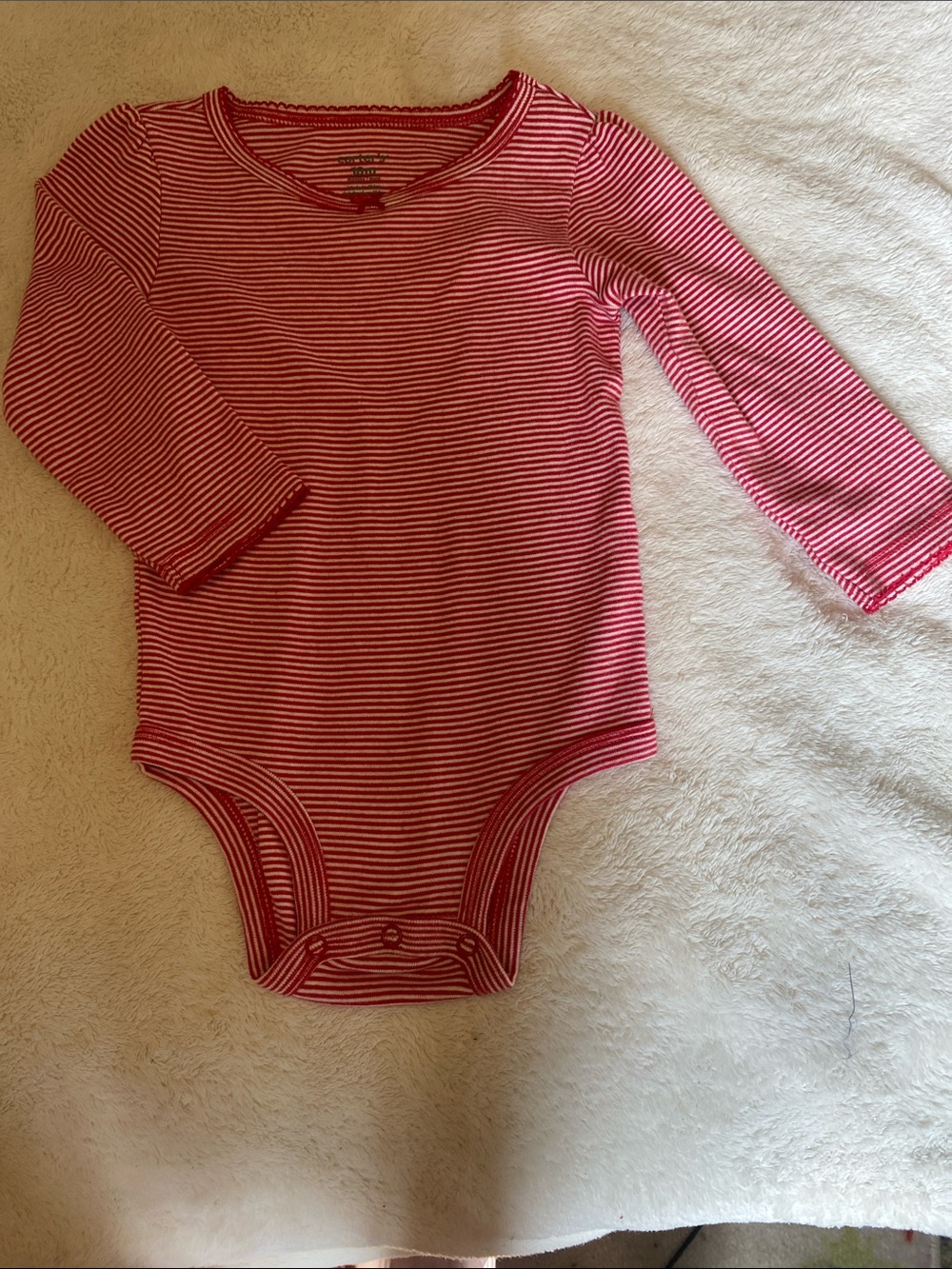 Carter's Red & White Striped Long-Sleeve Bodysuit